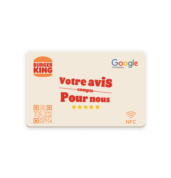 Carte NFC Avis Google Personnalisée